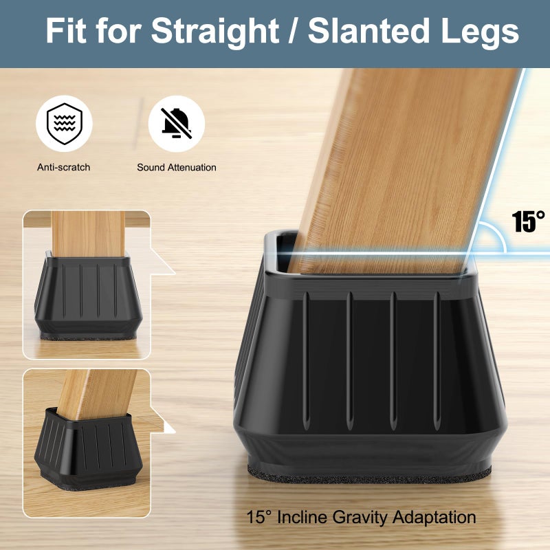 Violibar 24PCS Square Chair Leg Floor Protectors for Hardwood Floors, Thicken Rubber Chair Leg Cap Covers, Non Slip Furniture Leg Pads to Protect Wood Tile Floors from Scratches and Reduce Noise - Image 4